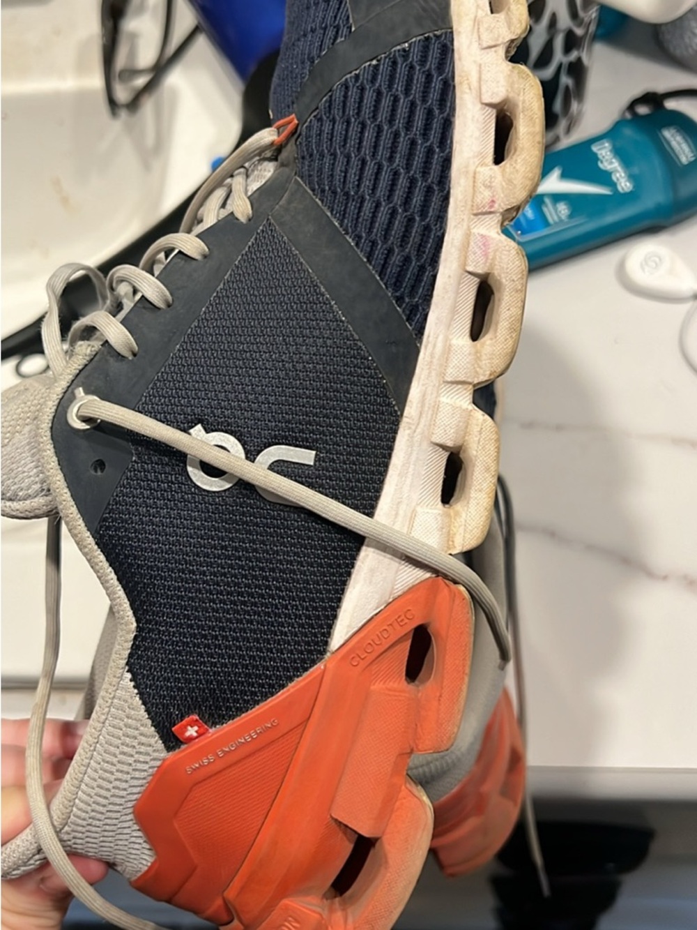 On Running Men’s Cloudtec Athletic Shoes - Navy/Gray/Orange